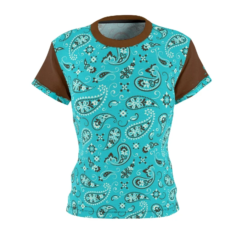 vibrant athletic hoodieWomen's Brown & Turquoise Bandana MTB Jersey