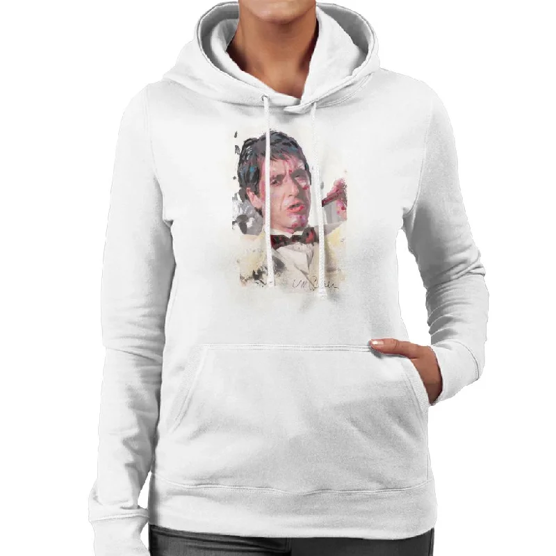 trendy gym wear hoodieSidney Maurer Original Portrait Of Al Pacino Scarface Tuxedo Women's Hooded Sweatshirt