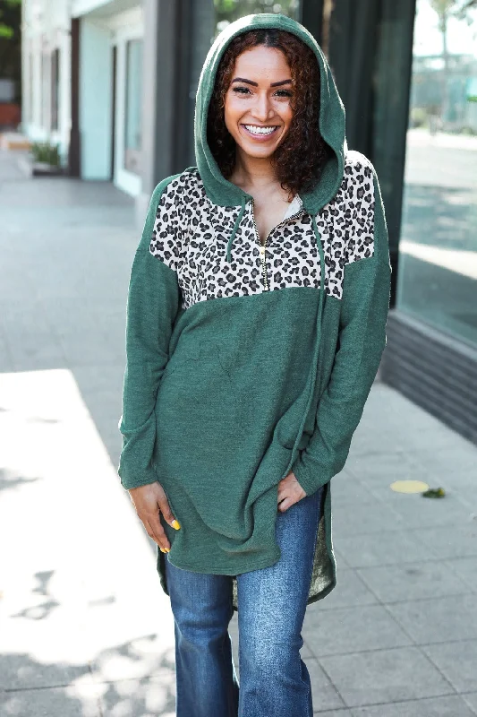 Olive Animal Hacci Hooded Sweater