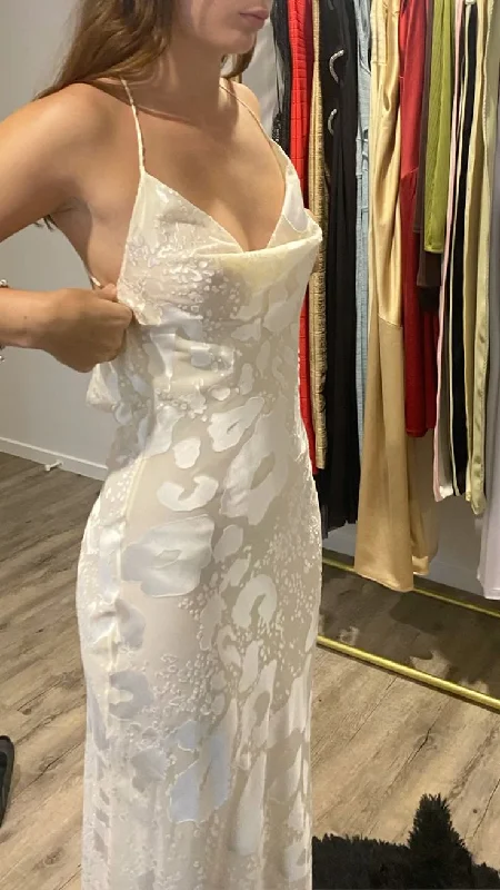 Flash Sale elegant shift dressChic Ivory Backless Long Prom Dress Party Dress,DP1037