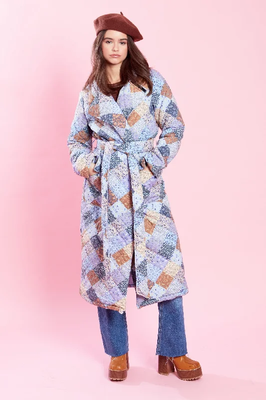 Closeout Violet Quilted Patchwork Coat - Multi