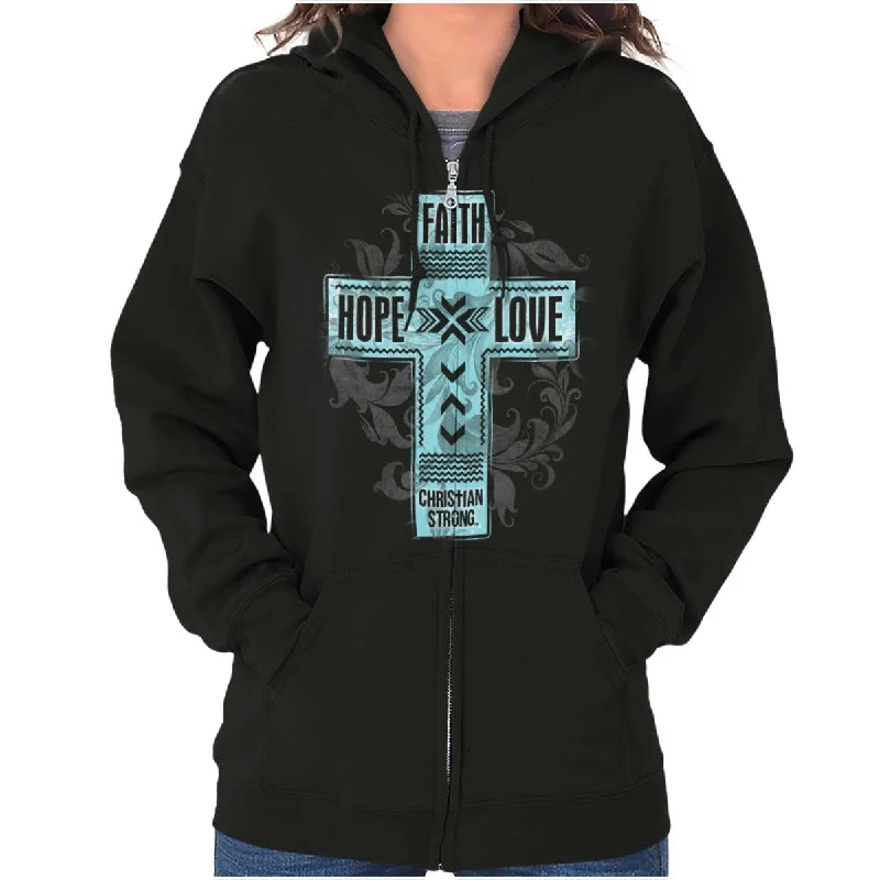 comfortable hooded sweatshirtFaith Hope Love Zip Hoodie