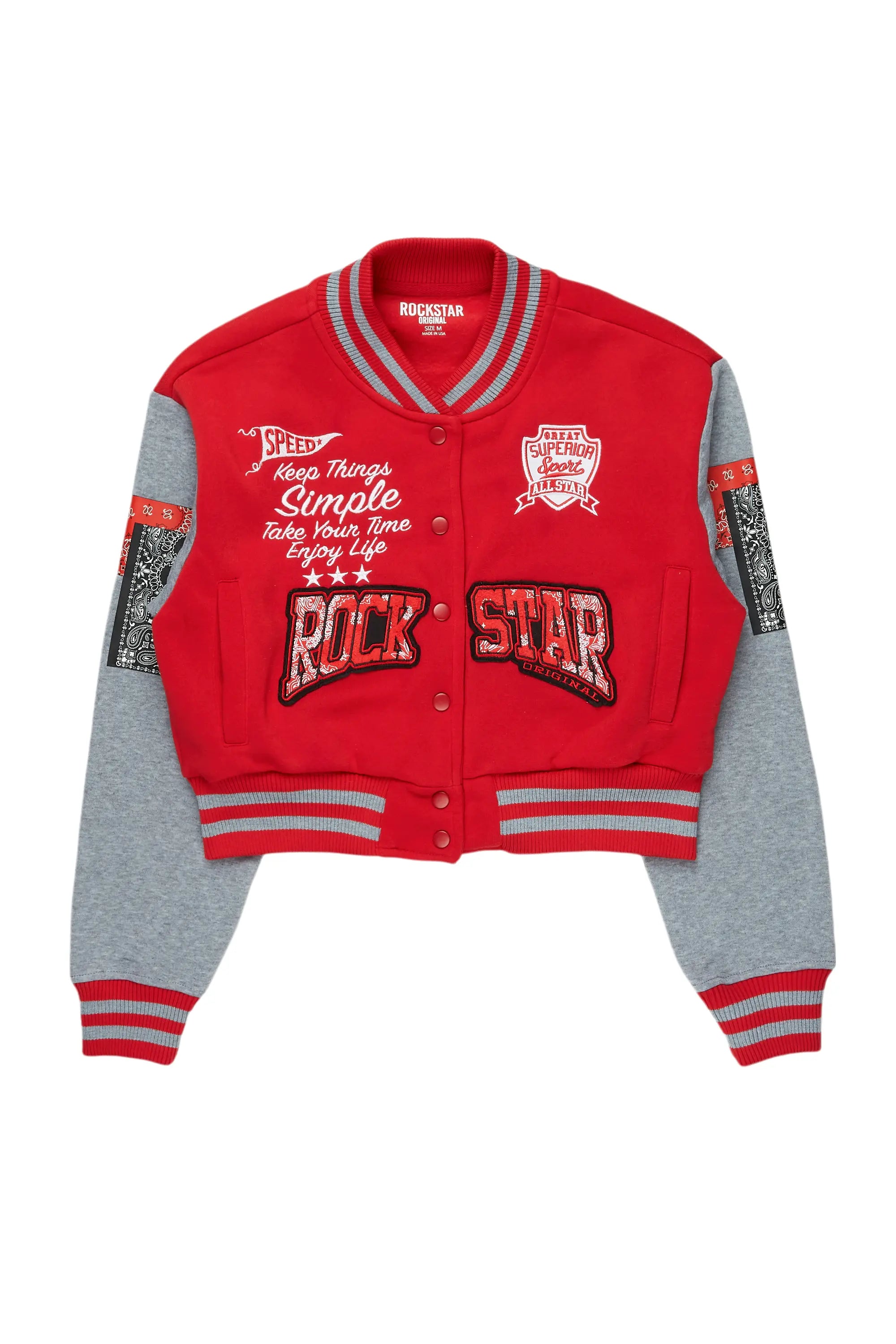 Limited Availability Dedtrica Red Varsity Jacket