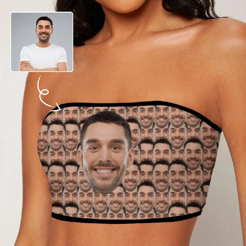 Deal Dash Custom Husband Face Seamless Crop Top Personalized Women's Tube Top