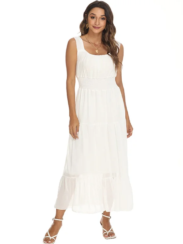 one-shoulder dressKittenAlarm - Smocked Waist Maxi Dress