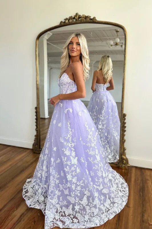 Members Only casual day dressCharming Lilac A-line Sweetheart Strapless Long Prom Dress With Lace,DP759 Members Only casual day dressCharming Lilac A-line Sweetheart Strapless Long Prom Dress With Lace,DP759