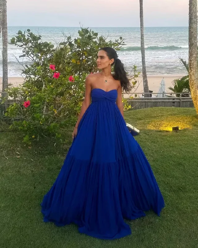 casual dressRoyal Blue Sweatheart A-Line Long Formal Party Dress, DP2442