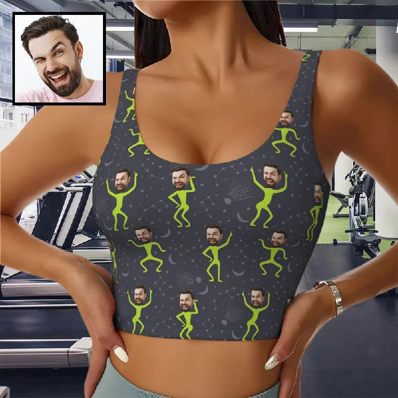 Closeout Sale Custom Face Dancing Figure Sports Bra Personalized Women's All Over Print Yoga Sports Bra Closeout Sale Custom Face Dancing Figure Sports Bra Personalized Women's All Over Print Yoga Sports Bra