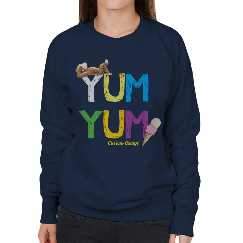 trendy sports sweatshirtCurious George Yum Yum Ice Cream Women's Sweatshirt