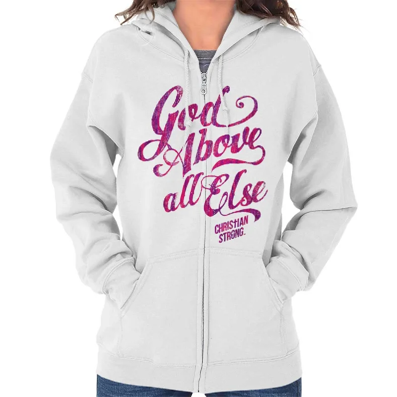 casual hoodie for workoutAbove All Else Zip Hoodie