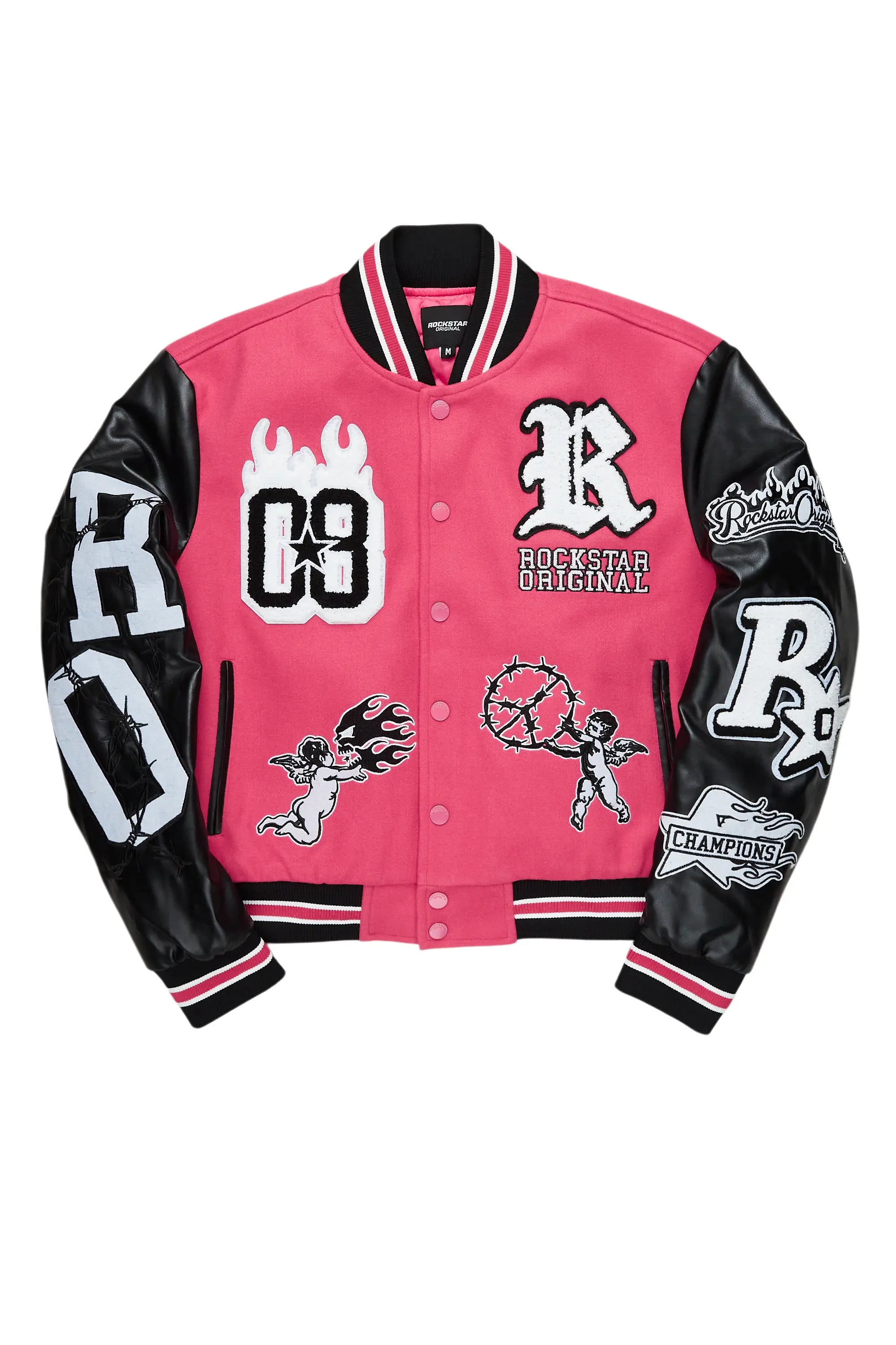 Sharray Fuchsia Oversized Varsity Jacket