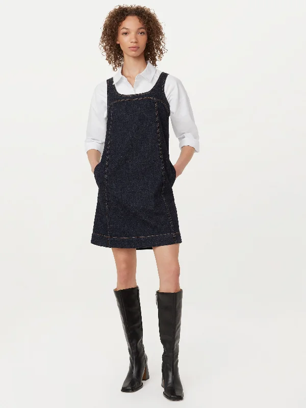 sleek dressThe Pinafore Denim Dress in Dark Wash