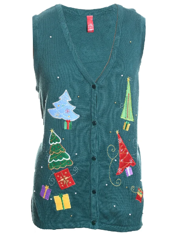 Anniversary Sale Dark Green Christmas Sweatshirt - L