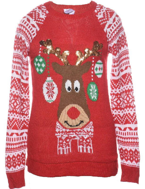 Discount Deals Reindeer Christmas Jumper - M