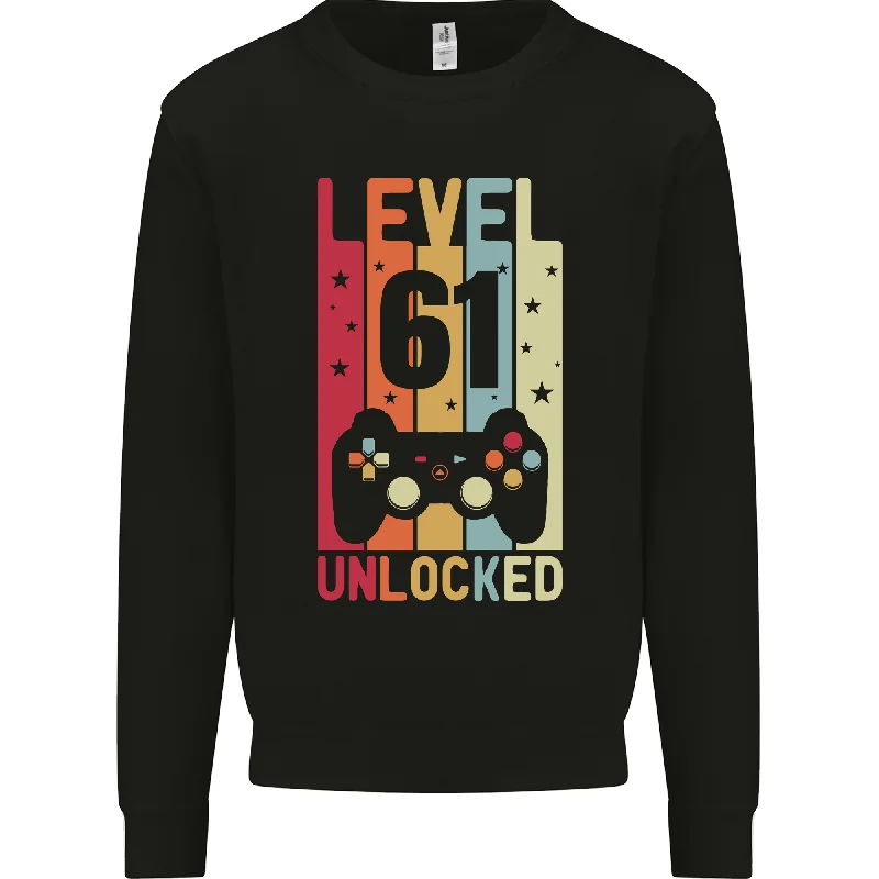 Bargain Bin modern sports hoodie61st Birthday Level Up Gaming 61-Year-Old Men's Sweatshirt Jumper Bargain Bin modern sports hoodie61st Birthday Level Up Gaming 61-Year-Old Men's Sweatshirt Jumper