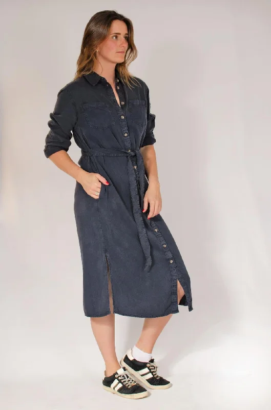 Extra Savings Midi Shirt Dress with Tie Waist