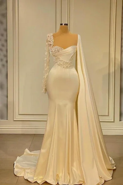 Bargain Blast denim dressIvory Long Sleeves Beading Mermaid Long Prom Dress Formal Party Dress,DP975 Bargain Blast denim dressIvory Long Sleeves Beading Mermaid Long Prom Dress Formal Party Dress,DP975