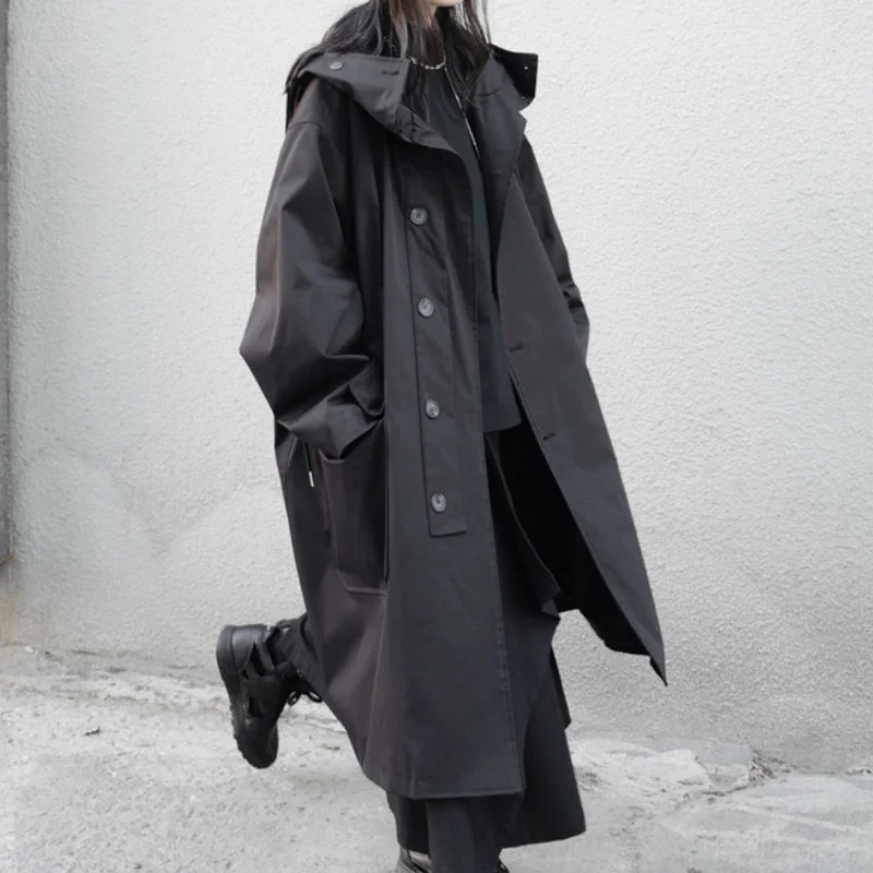 Unbeatable Prices Loose Hooded Mid Length Windbreaker