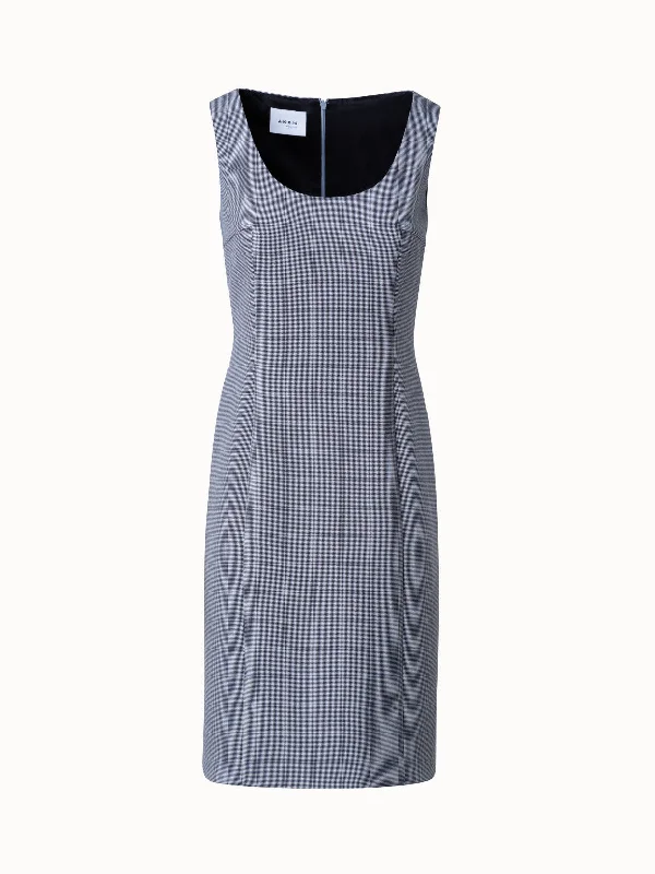 shift dressSheath Dress in Micro Houndstooth Pebble Crêpe