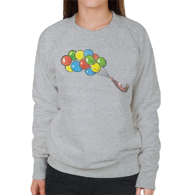 retro sports hoodieCurious George Balloon Flying Backwards Women's Sweatshirt