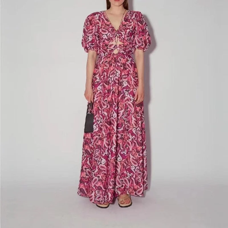 off-shoulder dressKittenAlarm - Barbi Allover Paisley Maxi Dress