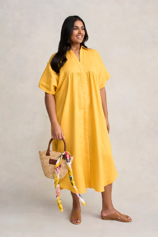 pleated dressLinen Gather Front Dress