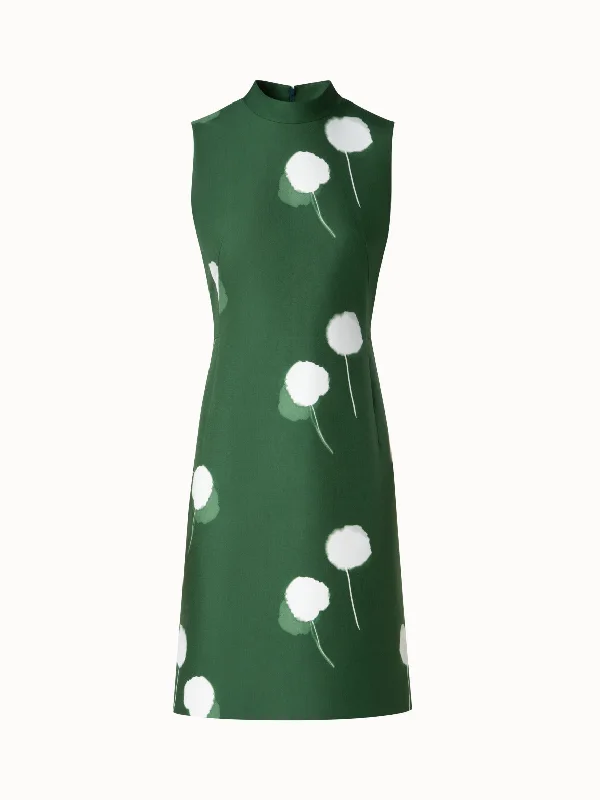 casual evening dressSheath Dress in Cotton Silk Double-Face with Dandelion Print