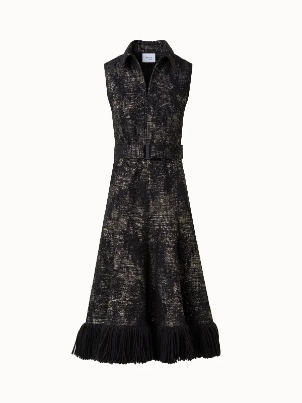 wrap-around dressJacquard Midi Dress with Fringes