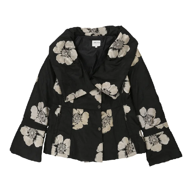 Midnight Sale Armani Floral Jacket - Large Black Nylon