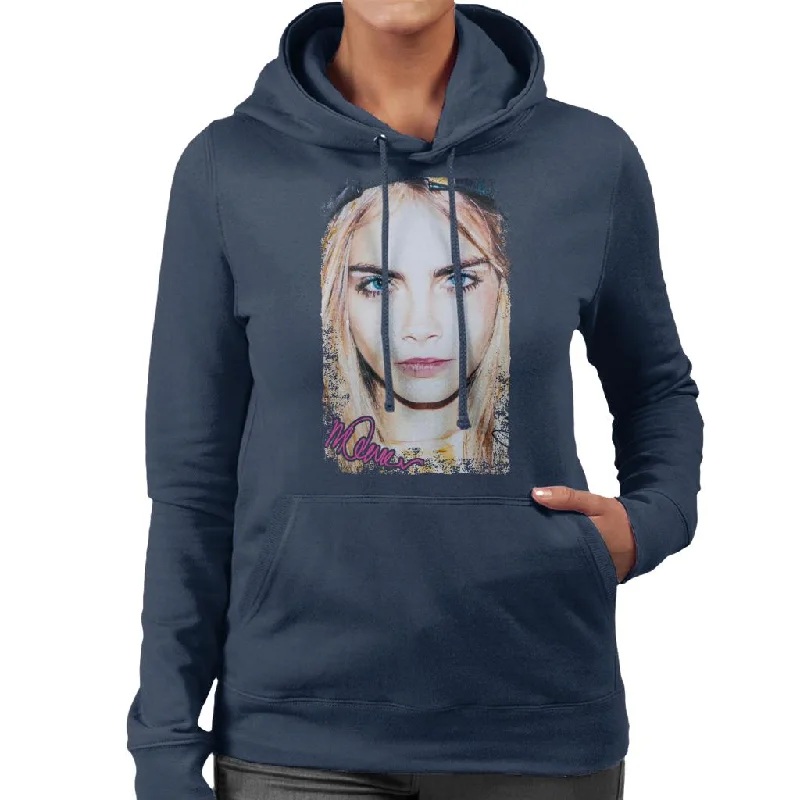 fitted workout hoodieSidney Maurer Original Portrait Of Actress Cara Delevingne Women's Hooded Sweatshirt