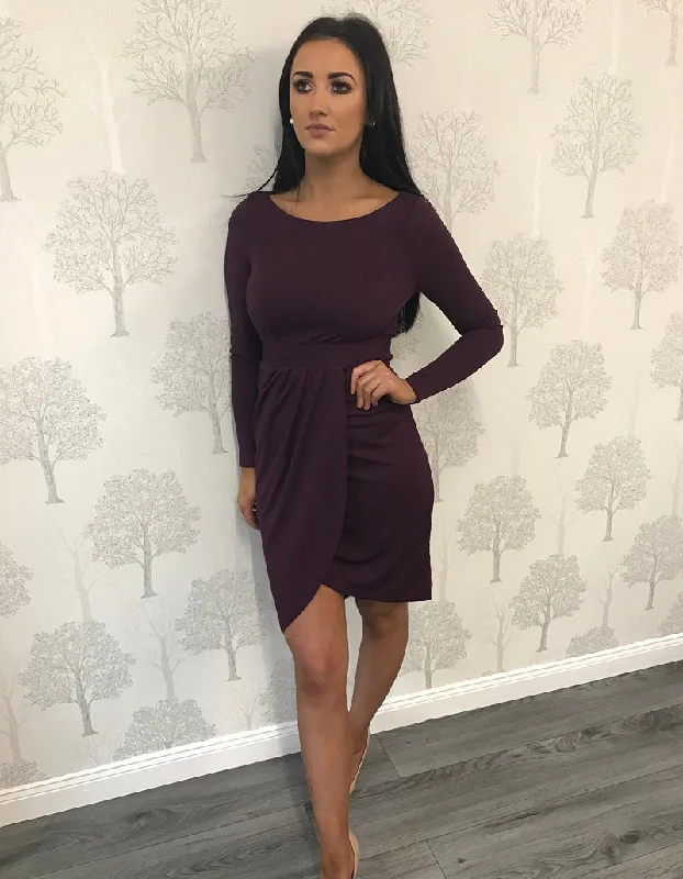 midi dressPurple Long Sleeve Wrap Midi Dress