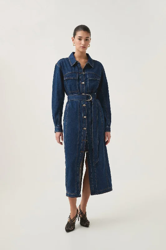 ruched dressNeo Denim Midi Dress