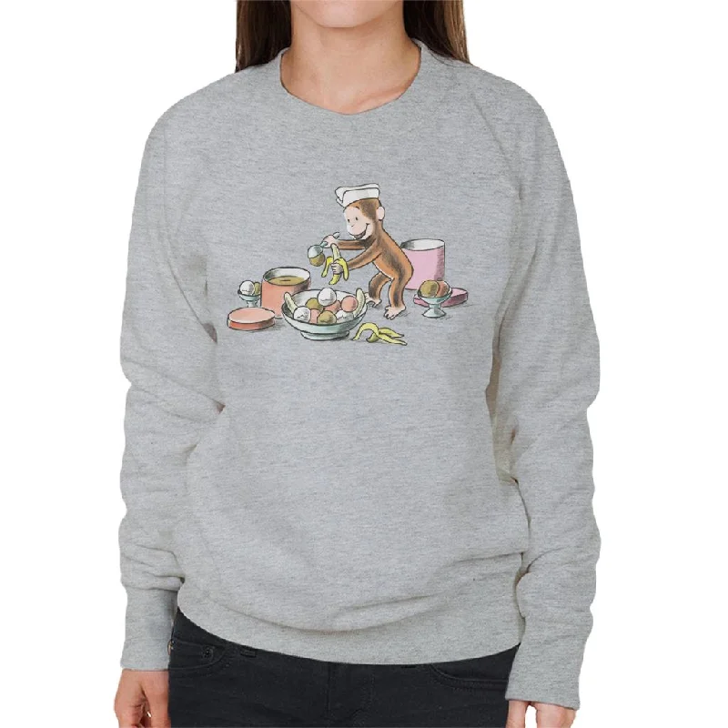 fitted workout hoodieCurious George Ice Cream And Bananas Women's Sweatshirt