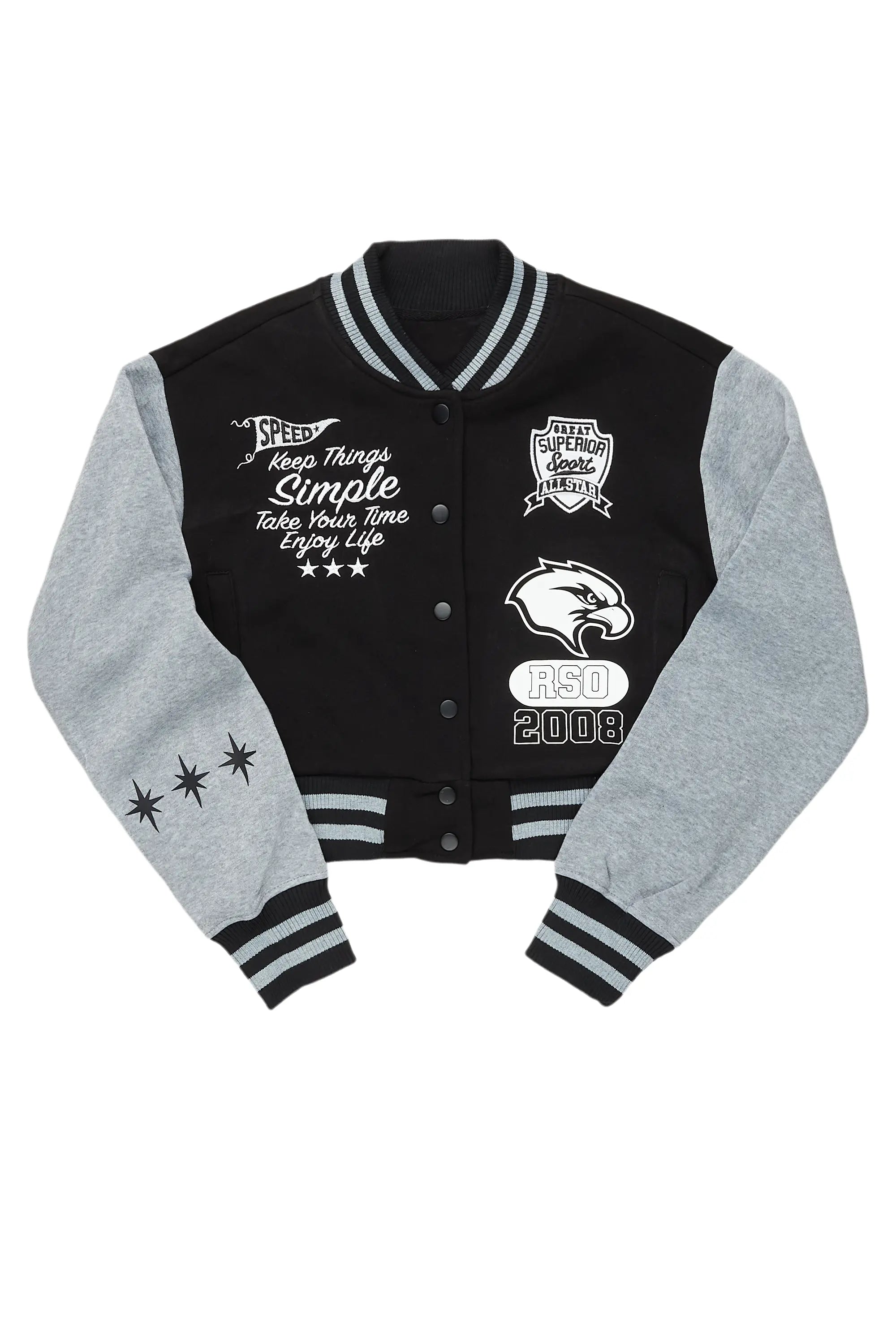 Midnight Madness Quadaya Black Varsity Jacket