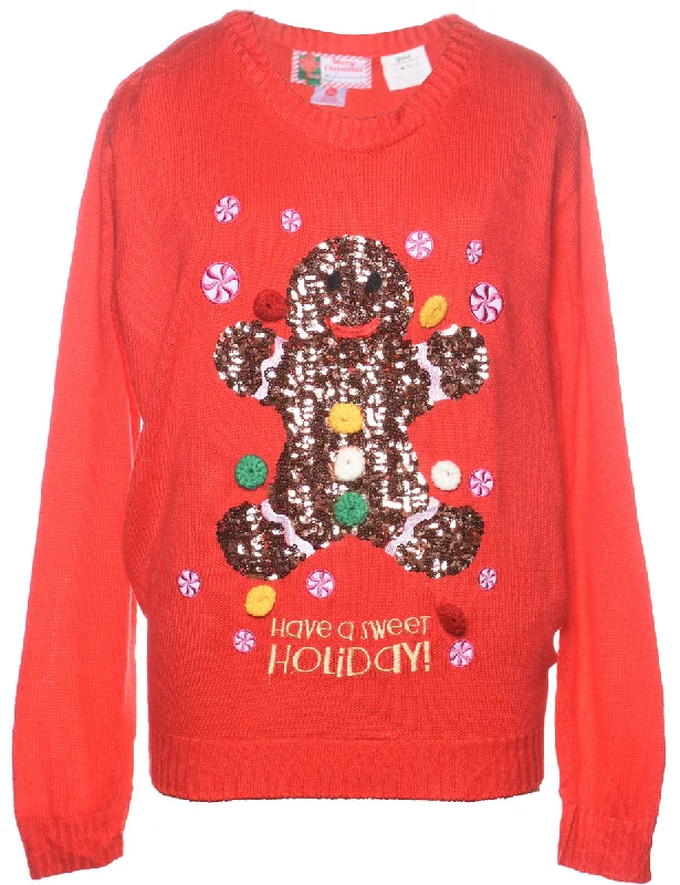 Final Markdown Teddy Bear Print Christmas Jumper - XL
