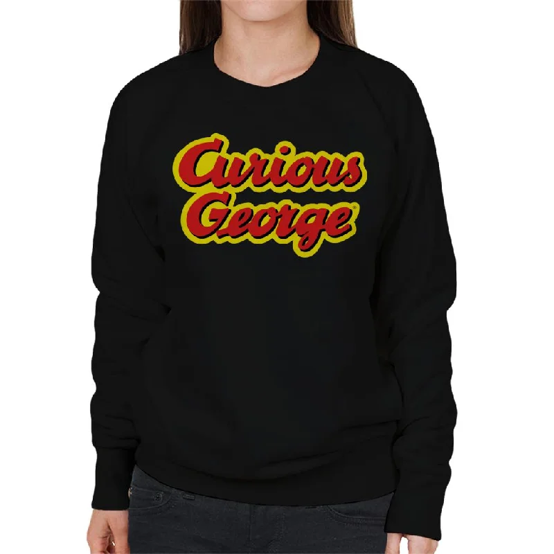 sporty casual hoodieCurious George Big Outlined Logo Font Women's Sweatshirt