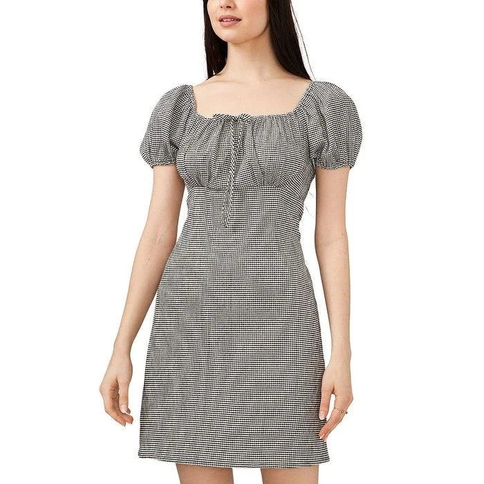 Clearance Sale Riley & Rae Women's Square Neck Check Print Dress Gray