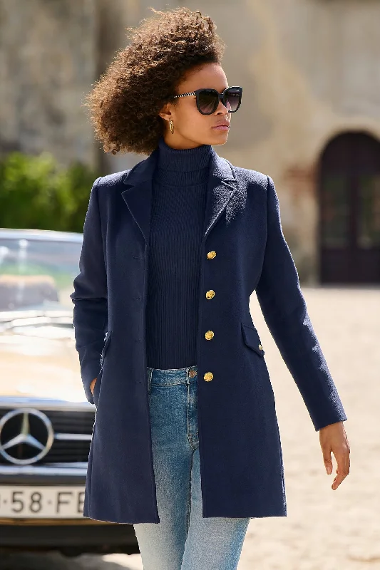Now or Never Classic Tailored Coat Navy