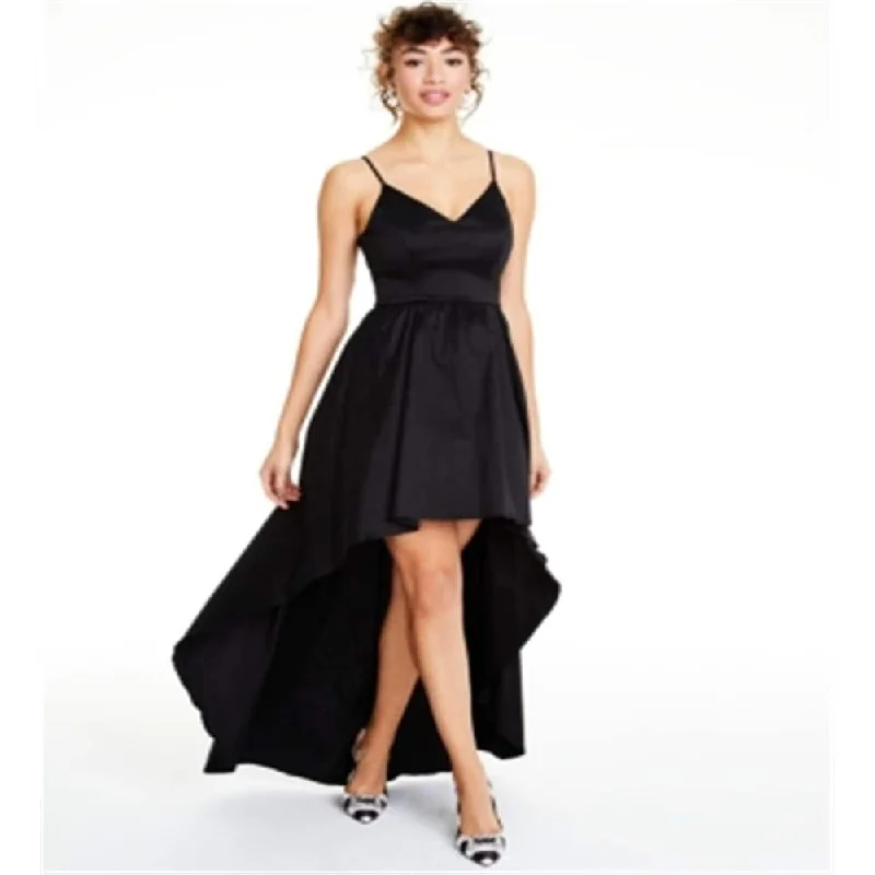 Seasonal Sale B.Darlin Women's Spaghetti Strap V Neck Full Length Hi Lo Formal Dress Black Size 13-14