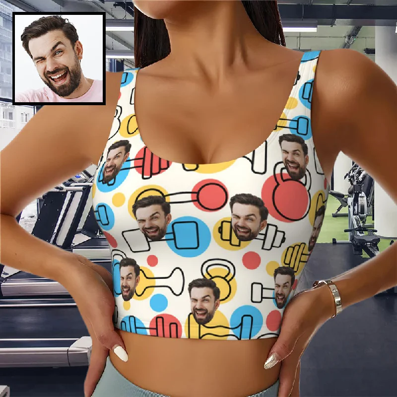 Bargain Bin Custom Face Colorful Dots Sports Bra Personalized Women's All Over Print Yoga Sports Bra Bargain Bin Custom Face Colorful Dots Sports Bra Personalized Women's All Over Print Yoga Sports Bra