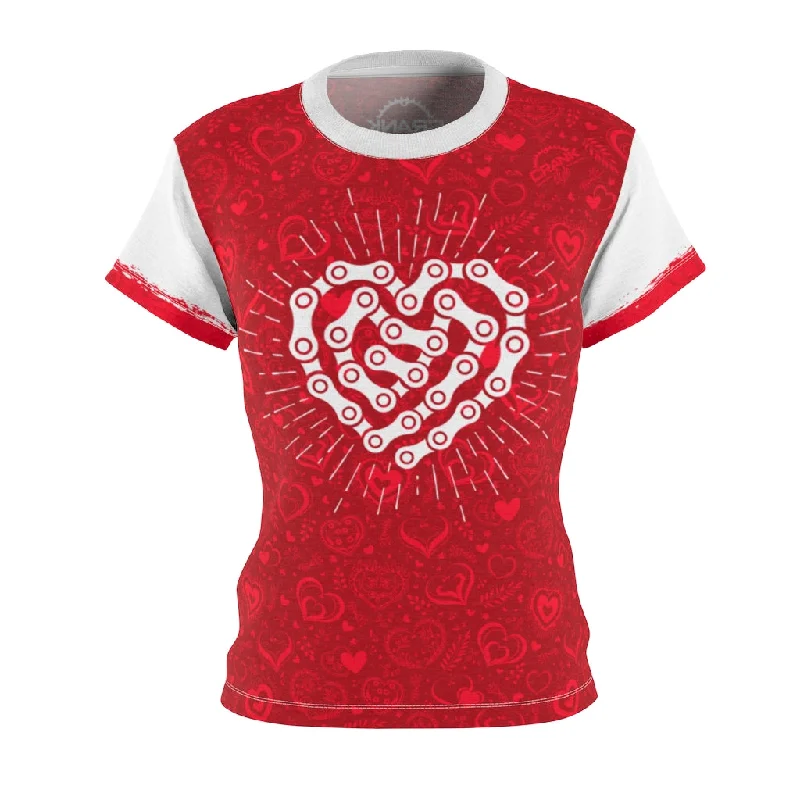 cool workout sweatshirtLadies Red & White Chain Heart MTB Jersey