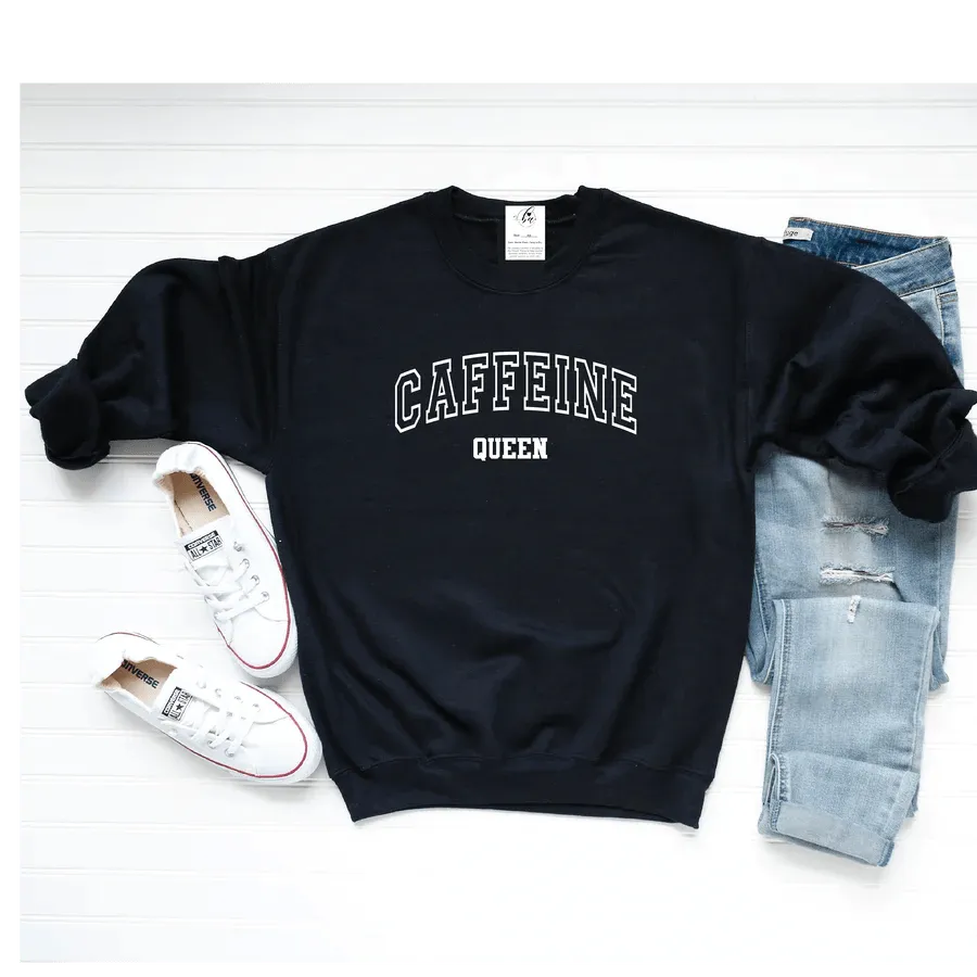 loose fit athletic hoodieCaffeine Queen Crew Sweater