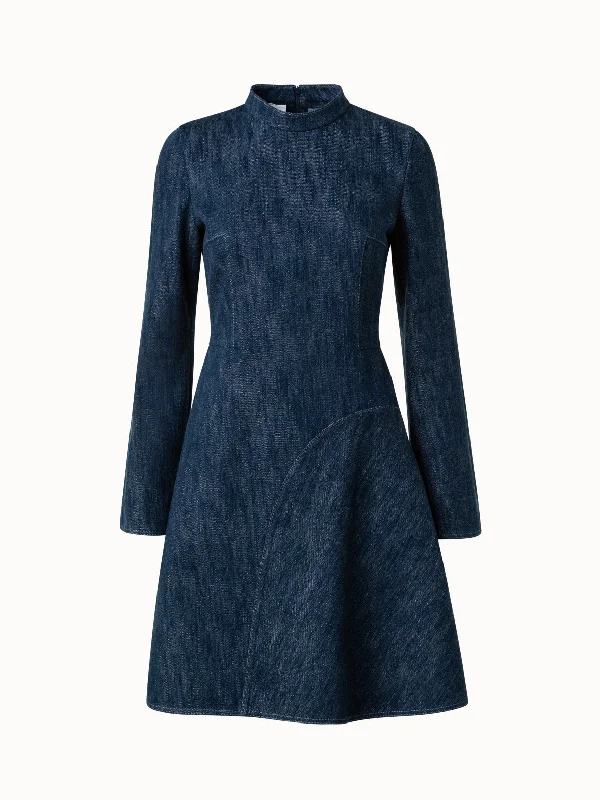 elegant shift dressWashed Cotton Wool Blend Denim Dress