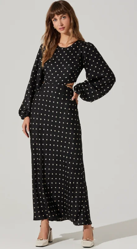 boho-chic dressPolka Dot Long Sleeve Maxi Dress by ASTR the Label