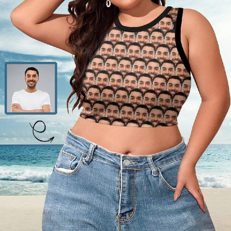 Lowest Price Personalized Tops with Custom Face Seamless Women's High Neck Crop Top Swimsuits Bustier Lowest Price Personalized Tops with Custom Face Seamless Women's High Neck Crop Top Swimsuits Bustier
