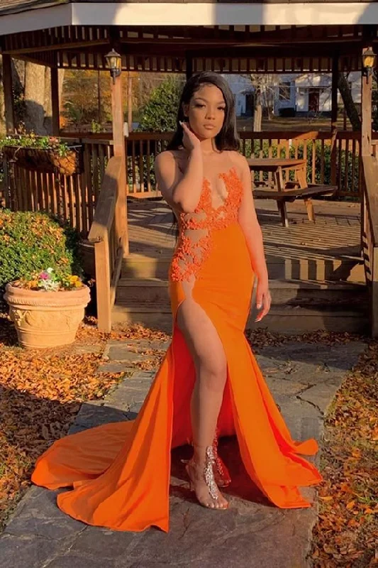 Bonus Savings spaghetti strap dressSee Through Appliques Slit Ginger Long Prom Dress African Evening Dress,DP880 Bonus Savings spaghetti strap dressSee Through Appliques Slit Ginger Long Prom Dress African Evening Dress,DP880