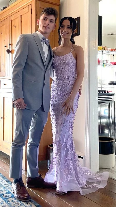 Flash Deals trendy wrap dressLilac Mermaid Tulle Appliques Long Prom Dress Formal Party Dress,DP903