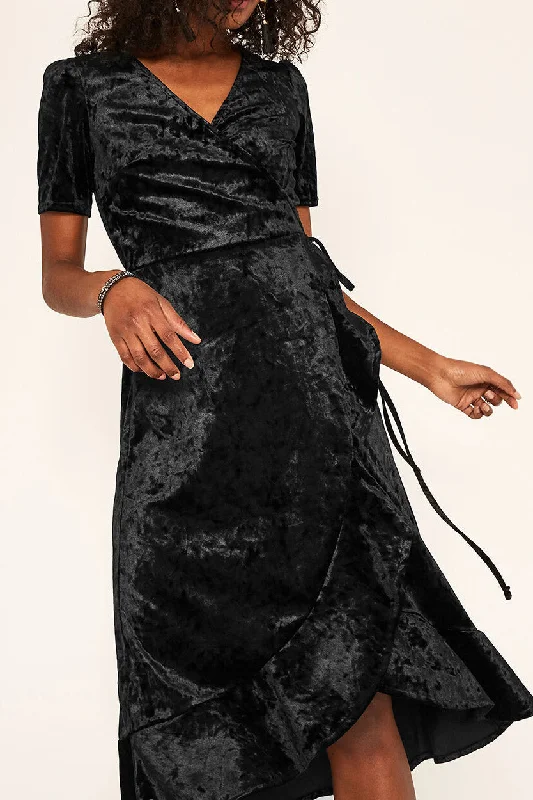 Buy Now Crushed Velvet Wrap Dress
