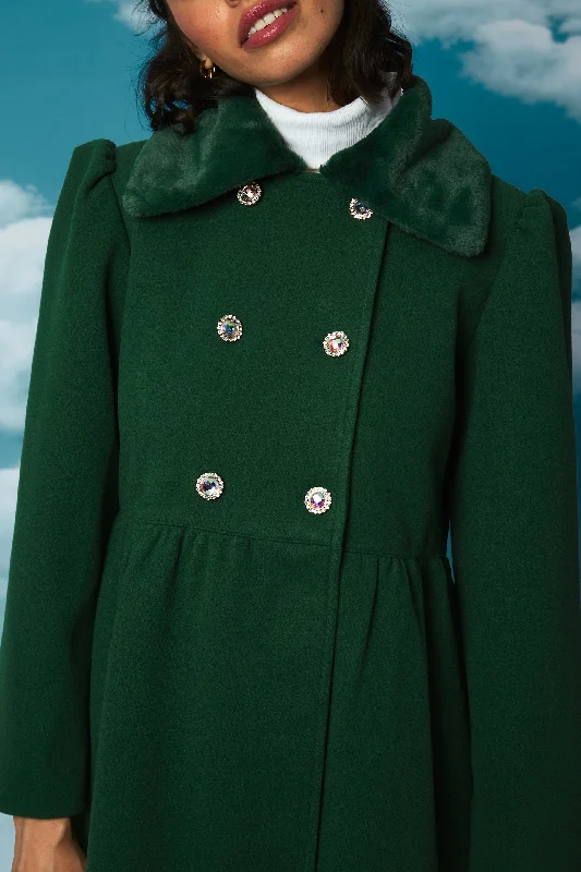 Deep Discounts Velma Faux Fur Collar Detail Princess Coat