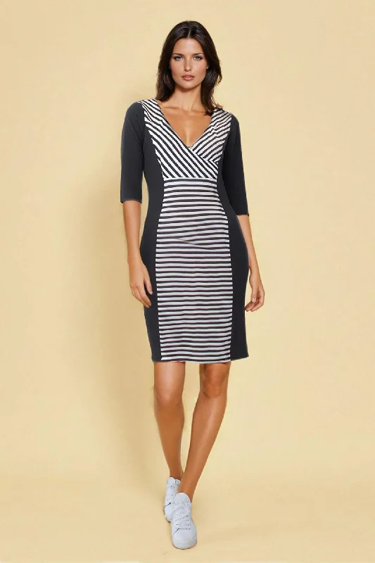 Big Discounts Monochrome Stripe Midi Dress